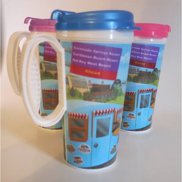 DISNEY RESORTS PARKS Set of 3 Mickey and Friends Travel Mug Whirley Rapid Fill - Picture 1 of 15